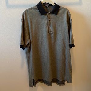 Men’s two tone polo 100% cotton medium black Grey